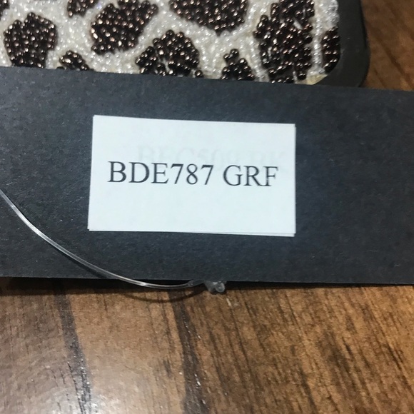 Inge Christopher Clutch Brown Beaded Giraffe Print Luxury Maximalist Neutral 80s - Picture 9 of 12